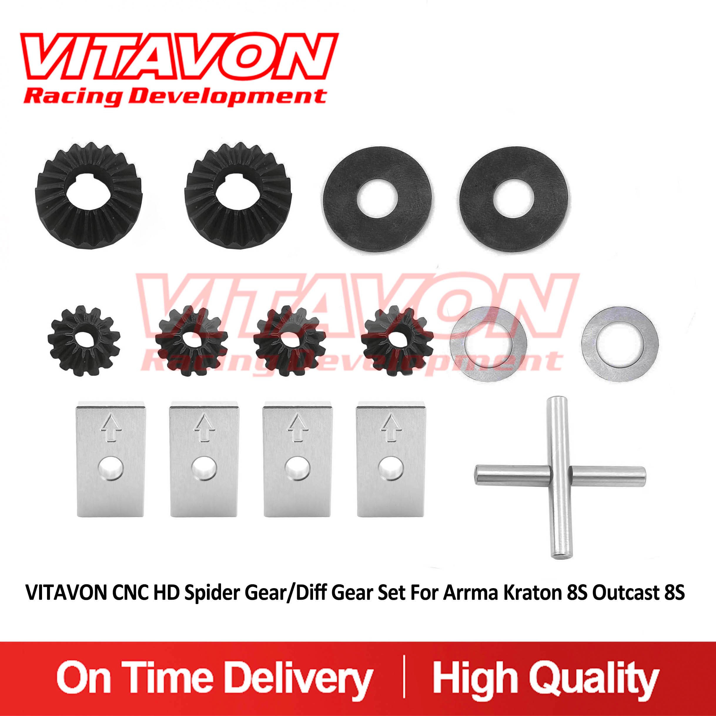 VITAVON CNC HD Spider Gear/Diff Gear Set for Arrma Kraton 8S Outcast 8S