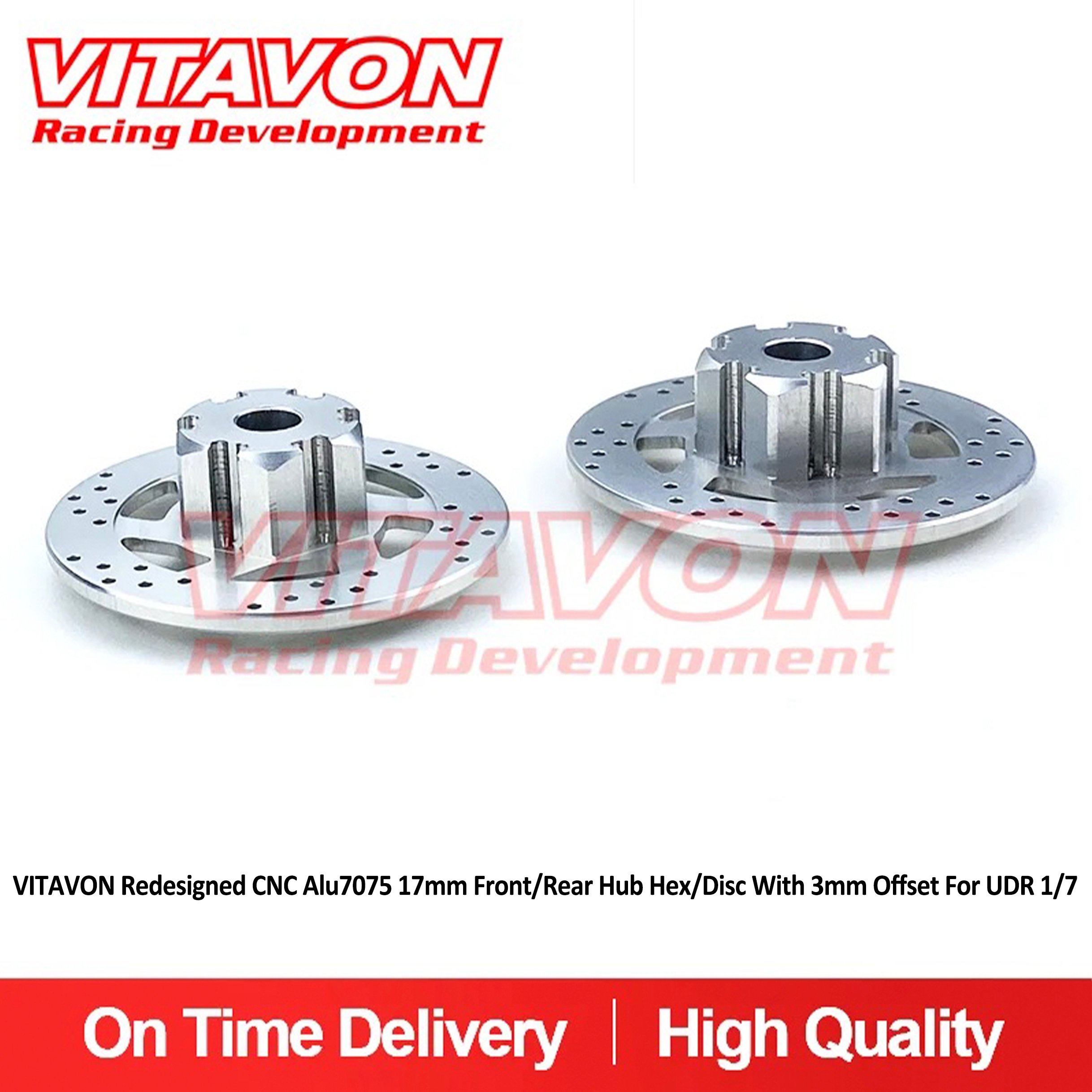 VITAVON Redesigned CNC alu7075 17mm Front/Rear Hub Hex/Disc with 3mm offset