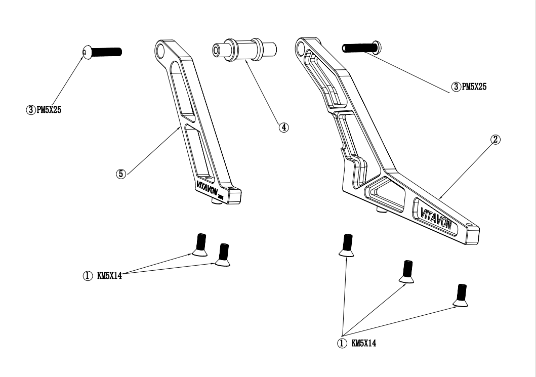 VITAVON CNC alu7075 Rear Chassis Support/Brace for LOSI DBXL E2.0