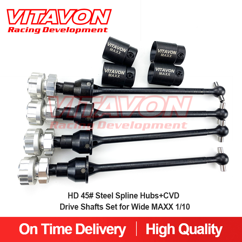 VITAVON HD 45# Steel Spline Hubs+CVD Drive Shaft Set for Traxxas Wide MAXX 1/10