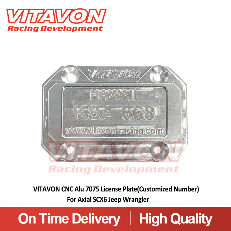 VITAVON CNC Alu JEEP Number Plate(Customized Number)For Axial SCX6 Jeep Wrangler