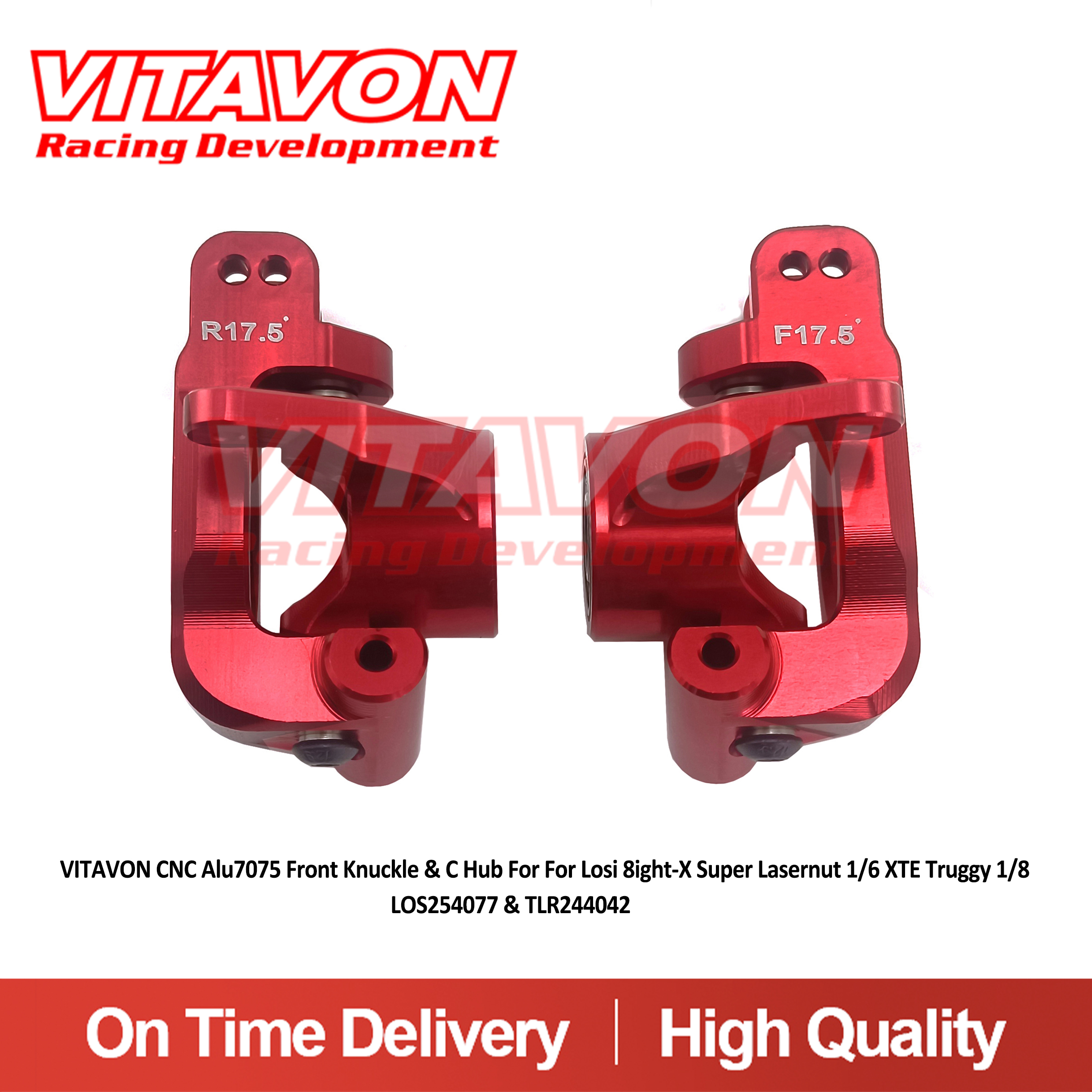 VITAVON CNC Alu7075 Front Knuckle & C Hub For For Losi 8ight-X Super Lasernut 1/6 XTE Truggy 1/8 LOS254077 & TLR244042