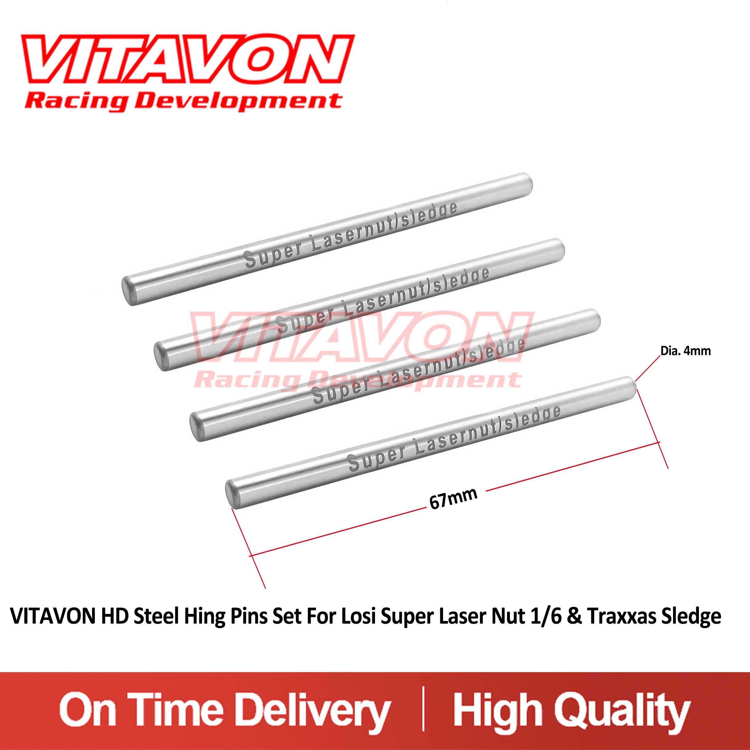 VITAVON HD Steel Hing Pins Set For Losi Super Laser Nut 1/6 & Traxxas Sledge