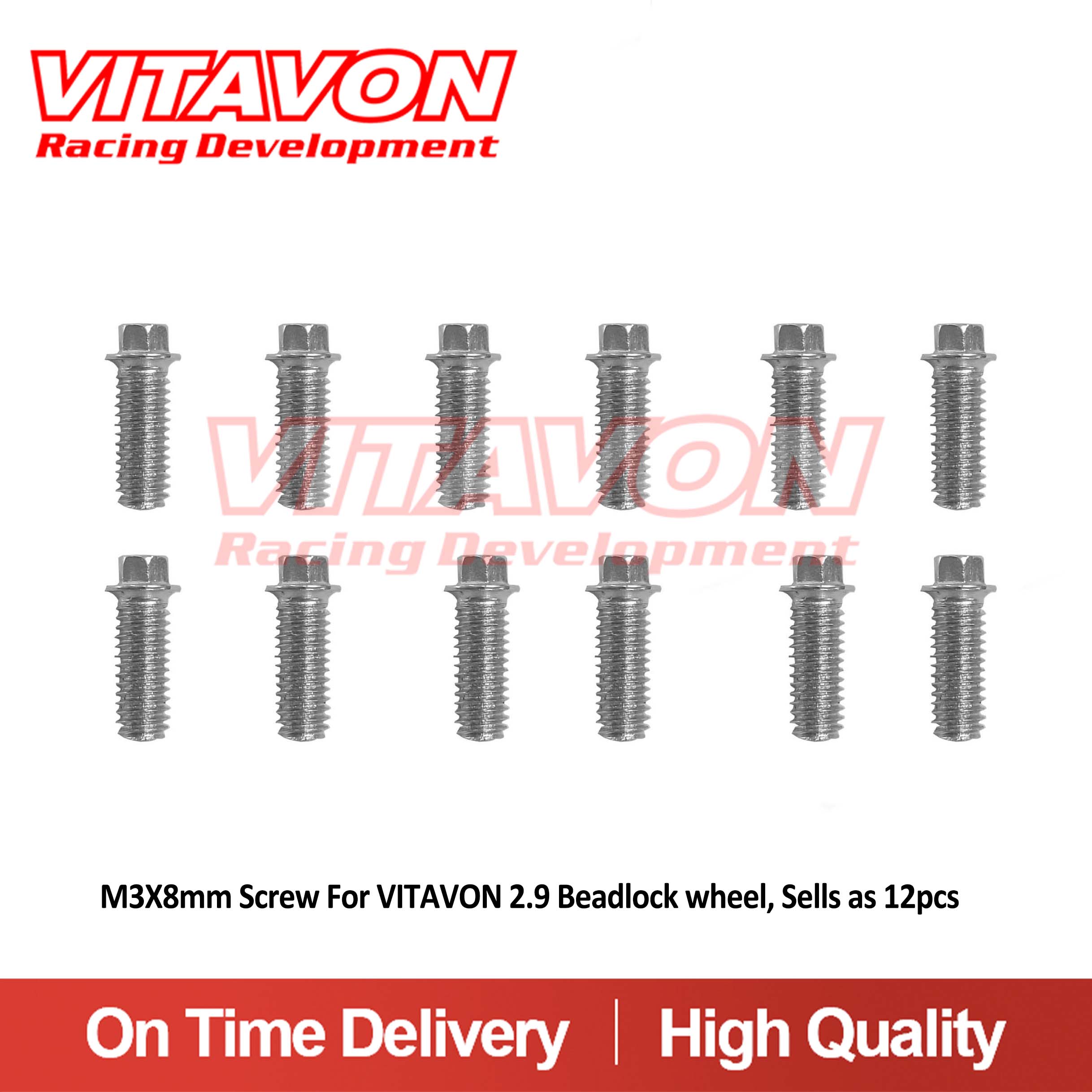 M3X8mm Screw For VITAVON 2.9 Beadlock wheel, Sells as 12pcs