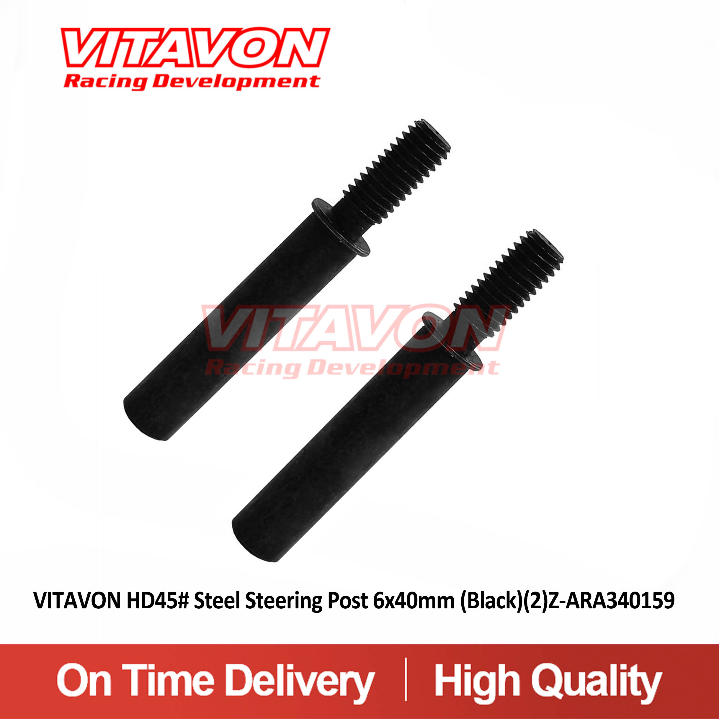 VITAVON HD45# Steel Steering Post 6x40mm (Black)(2)Z-ARA340159