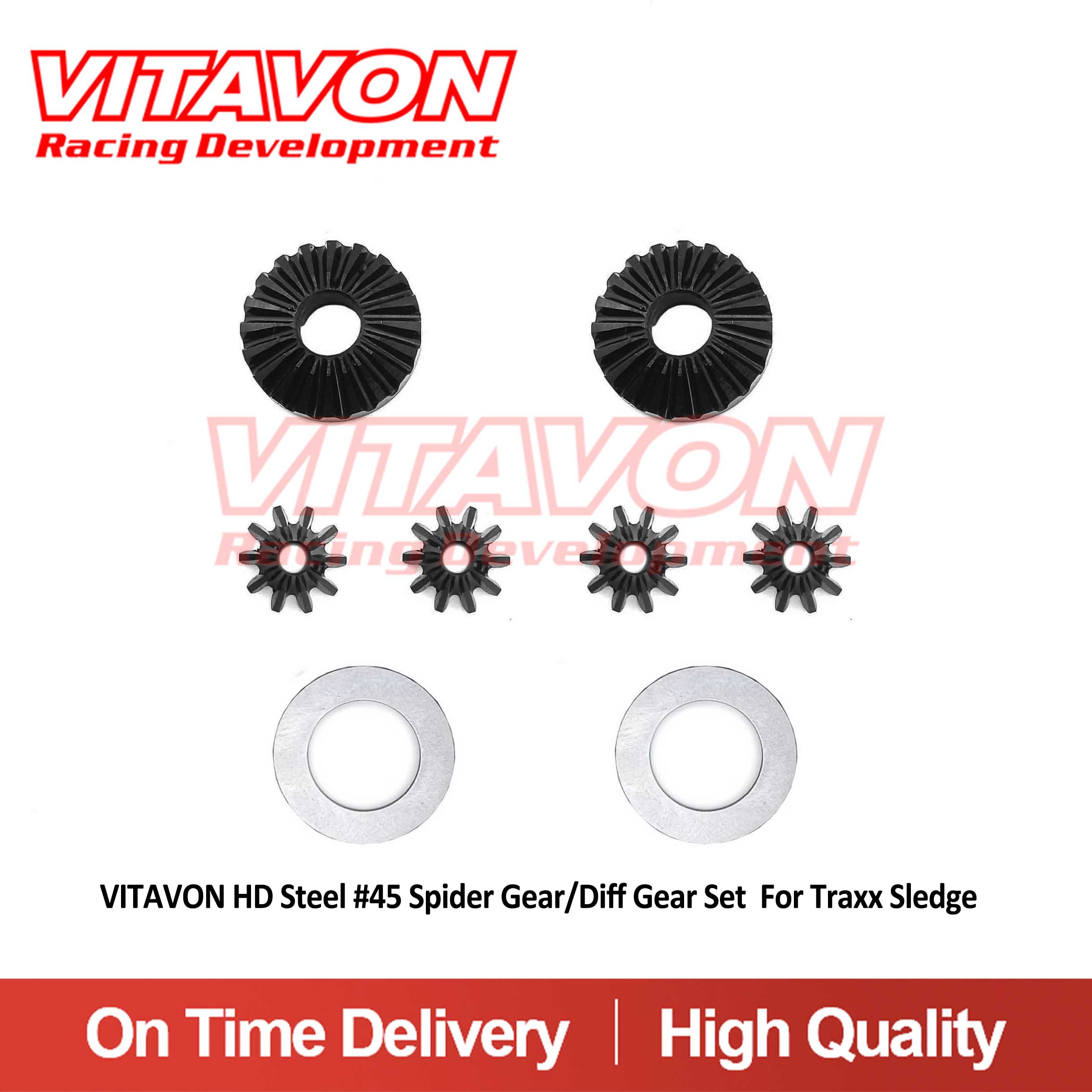 VITAVON HD Steel #45 Spider Gear/Diff Gear Set  For Traxx Sledge