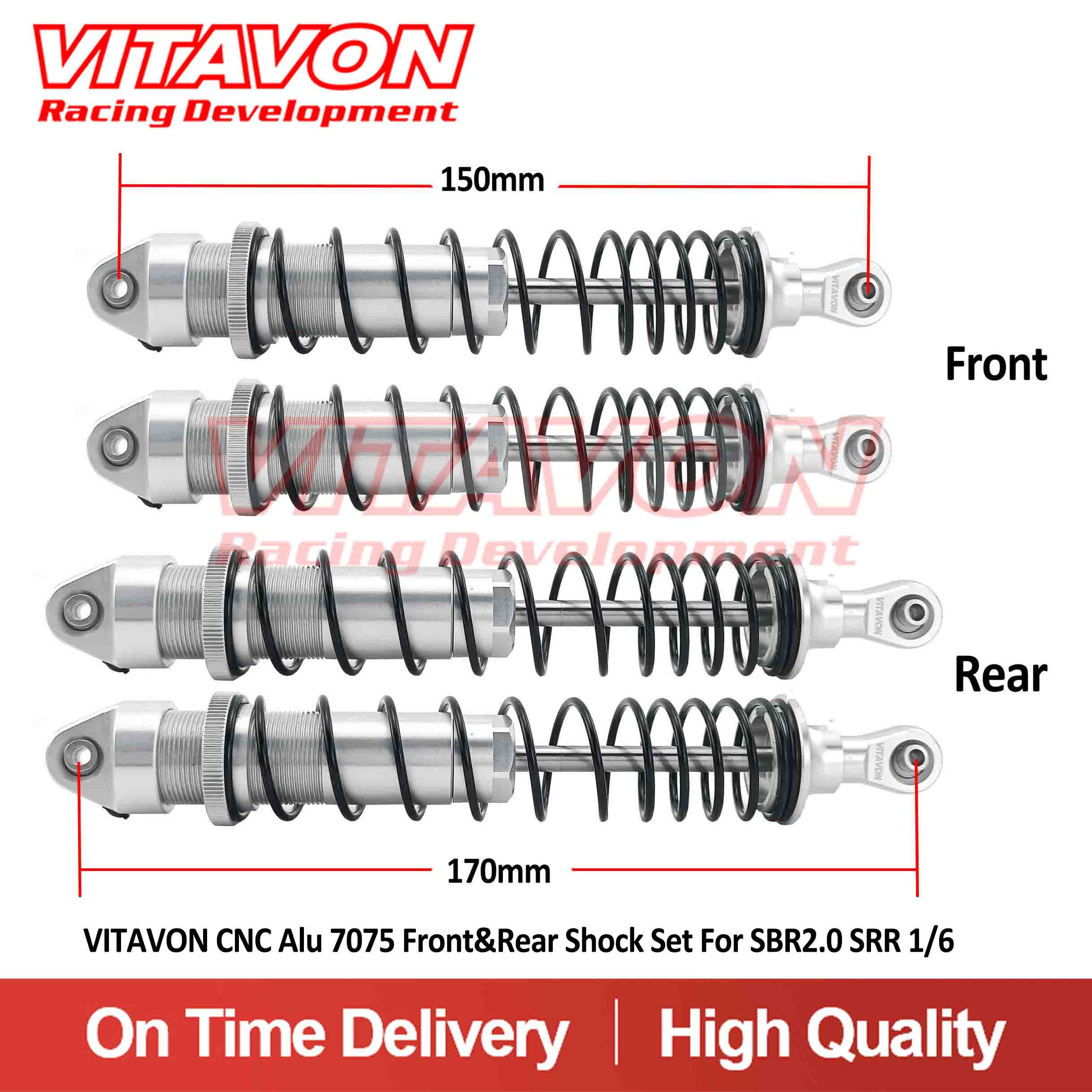 VITAVON CNC Alu 7075 Front&Rear Shock Set For SBR2.0 SRR 1/6